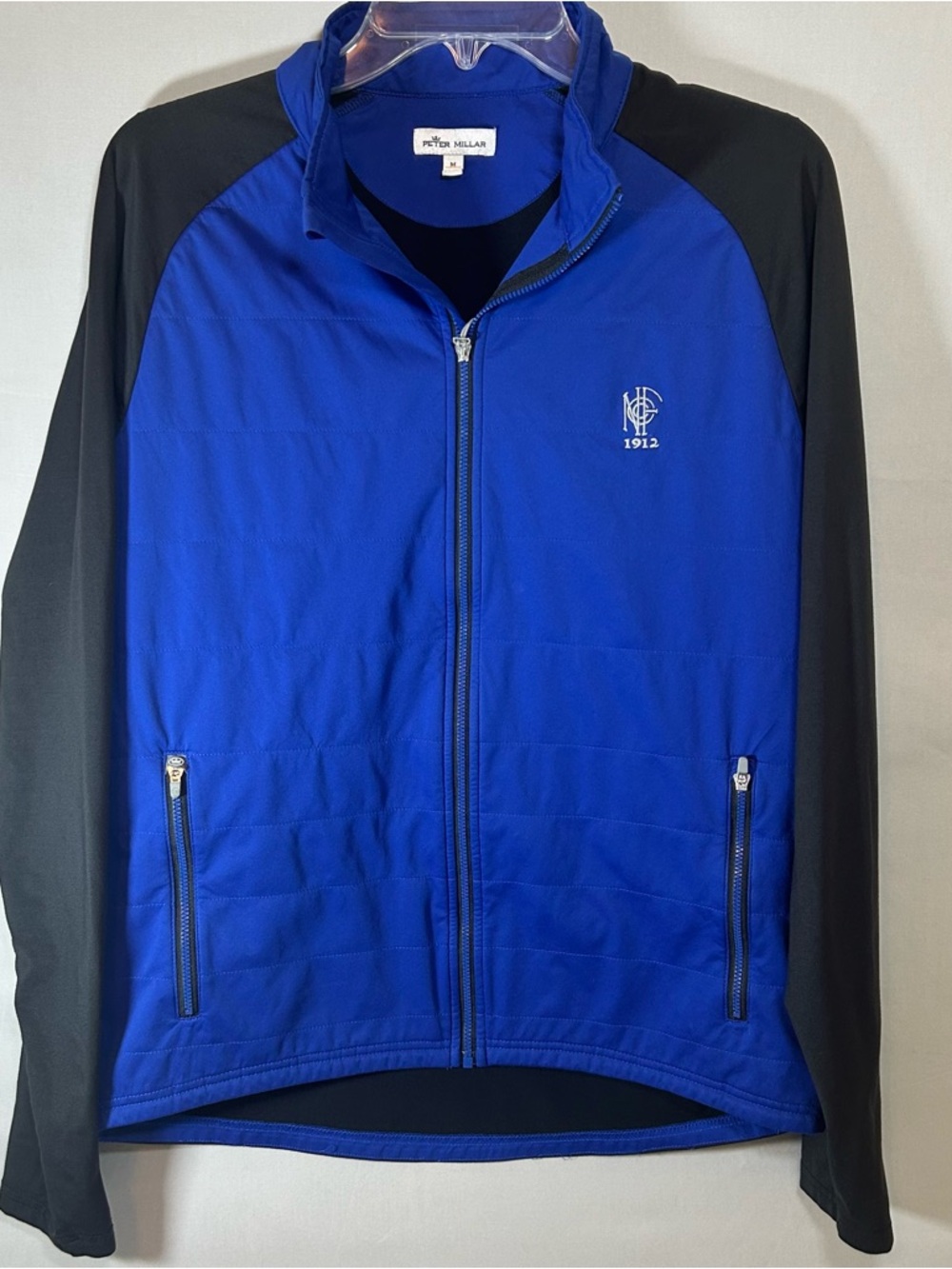 Peter Millar Royal Blue and Black Full-Zip Performance Jacket